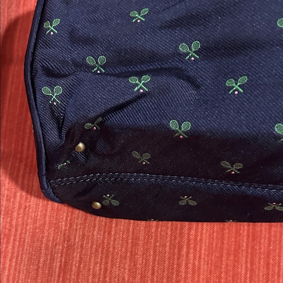 J. Crew tennis motif vintage silk Navy Blue Bag with Chain Strap Y2K - Picture 3 of 6